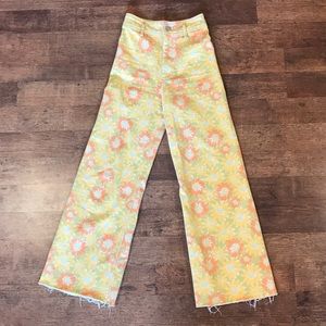 ZARA The Marine Straight Yellow Flower Jeans Sz 0
